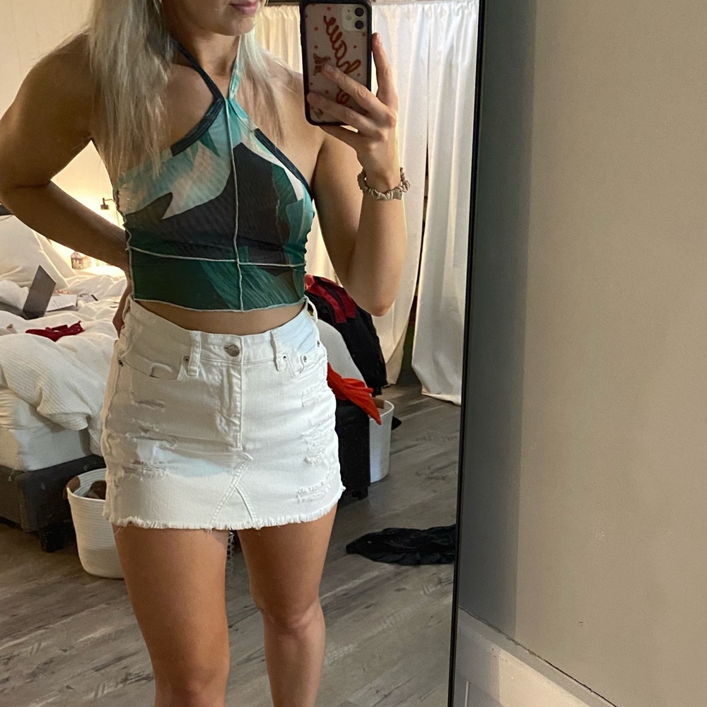 American Eagle White Denim skirt 2